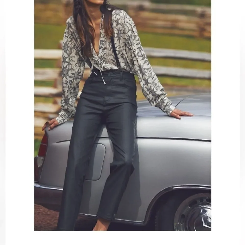 Free People Pacifica coated straight leg jeans in black - Picture 6 of 16